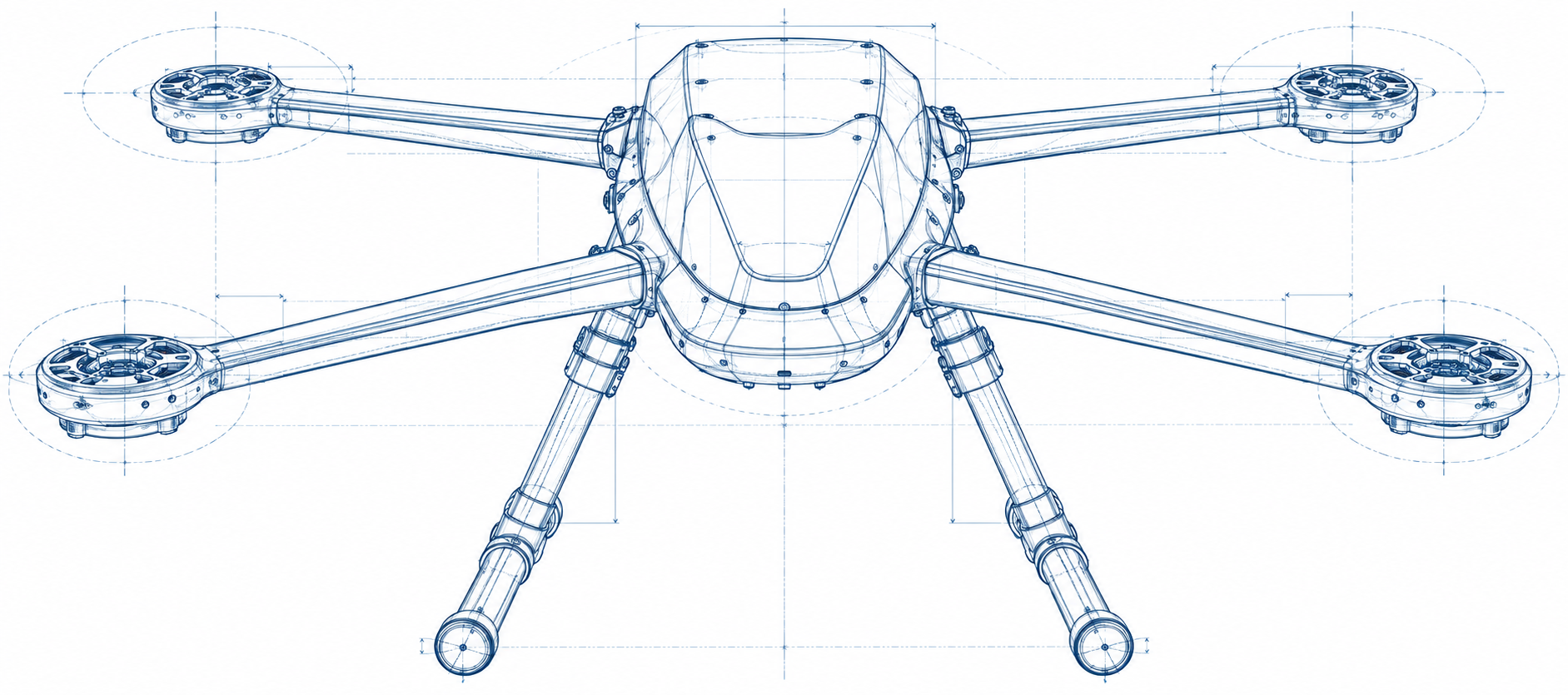 Blueprint view of SkyMinds composite airframe
