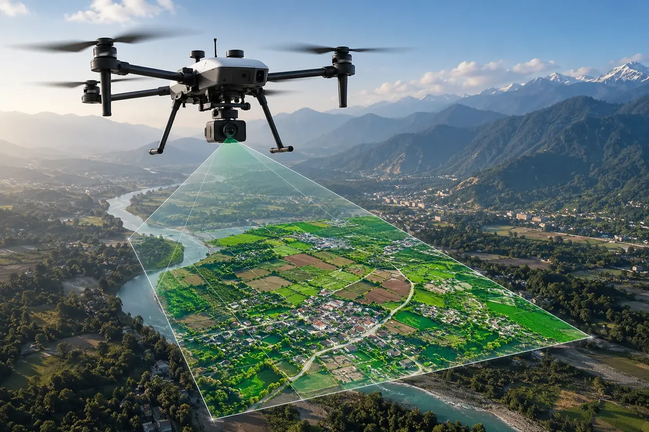 SkyMinds UAV scanning farmland with an RGB mapping payload